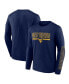 Фото #1 товара Men's Navy West Virginia Mountaineers Big and Tall Two-Hit Graphic Long Sleeve T-shirt