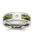 ფოტო #1 პროდუქტის Stainless Steel CZ Printed Green Camo 8mm Band Ring