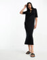 Whistles keyhole jersey midi dress in black