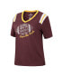 ფოტო #3 პროდუქტის Women's Heathered Maroon Arizona State Sun Devils 15 Min Early Football V-Neck T-shirt
