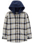 Kid Plaid Hooded Button-Down Shirt 14