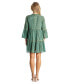 Women's Green Short Dress with Gold Polka Dots