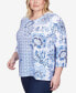 Фото #4 товара Plus Size Lavender Fields Geo Floral Printed Ruffle Top