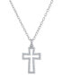 ფოტო #1 პროდუქტის Diamond Open Cross 18" Pendant Necklace (1/4 ct. t.w.) in 10k White Gold