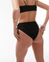 Topshop skinny strap high waist bikini bottoms in black