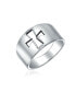 ფოტო #4 პროდუქტის Simple Religious Saint John Christian Wide Cut-out Cross Signet Ring For Women Men .925 Sterling Silver Shinny Polished