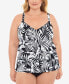 Swim Solutions Plus Size Tummy-Control Fauxkini One-Piece Swimsuit size 20W/D