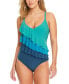 ფოტო #1 პროდუქტის Women's Ruffle-Tiered Color-Blocked One-Piece Swimsuit