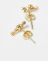 Kingsley Ryan gem cross stud earrings in gold plated