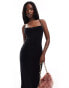 In The Style slinky square neck cami maxi dress in black Черный, 38 - фото #4