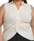 Plus Size Collared Twist-Front Blouse