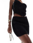 Фото #3 товара ASOS DESIGN knitted crochet mini skirt co-ord in black