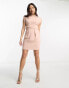 Closet London Petite tie waist mini dress in blush Розовый, 42 - фото #4