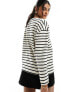 Фото #5 товара Stradivarius oversized striped t-shirt in natural