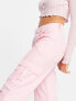 Daisy Street wide leg low rise Y2K cargo trousers in baby pink