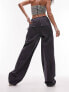 Topshop super oversized cotton parachute cargo pants in charcoal