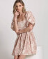 ფოტო #5 პროდუქტის Women's Puff-Sleeve Square-Neck Babydoll Dress