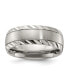 Titanium Brushed Center and Grooved Edge Wedding Band Ring