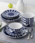 Фото #6 товара Bluefjord Floral 4 Piece Coupe Salad Plates Set, Service for 4