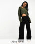 Фото #1 товара ASOS DESIGN Petite wide leg jersey suit trouser in black