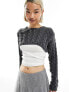 Фото #7 товара Stradivarius STR cropped cable knit jumper in washed grey