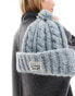 Levi's speckled cable knit pom pom beanie with patch logo in blue