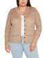 Black Label Plus Size Pointelle Button Front Cardigan Sweater