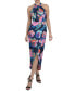 Фото #2 товара Women's Floral-Print Halter-Neck Sleeveless Maxi Dress