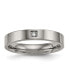 Фото #1 товара Titanium CZ Flat Comfort Fit Wedding Band Ring