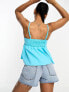 Фото #2 товара Monki strappy square neck smock sun top in light blue