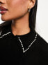 Threadbare Ruby jumper with pearl detail collar in black