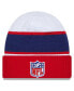 ფოტო #1 პროდუქტის Men's White, Navy NFL 2023 Sideline Tech Cuffed Knit Hat