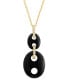 ფოტო #3 პროდუქტის EFFY® Onyx & Diamond (1/20 ct. t.w.) Double Drop 18" Pendant Necklace in 14k Gold