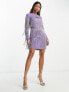 Фото #7 товара ASOS DESIGN embellished shift mini dress with beaded fringe in purple