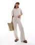 Vero Moda oversized knitted t-shirt co-ord in oatmeal Бежевый, XXS - EU 32 - фото #4