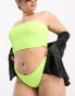 COLLUSION Plus textured high leg bikini bottom in neon yellow