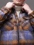 Фото #3 товара Topman wool blend shacket in blue and brown check