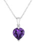 ფოტო #1 პროდუქტის Amethyst (1-7/8 ct. t.w.) & Diamond Accent Heart Pendant Necklace in 14k White Gold, 16" + 2" extender
