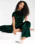 Фото #2 товара Missguided Tall velvet pyjama set in green