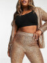 Фото #3 товара ASOS DESIGN Curve jersey sequin suit kick flare trouser in rose gold