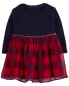 Baby Long-Sleeve Plaid Dress 3M