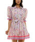 Фото #1 товара Juniors' Printed Collared Fit & Flare Shirtdress