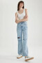 90's Wide Leg Yırtık Detaylı Jean Uzun %100 Pamuk Pantolon