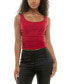 Juniors' Glitter-Knit Scoop-Neck Shirred Top