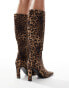 Фото #4 товара Public Desire Pose heeled knee boots in leopard