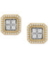ფოტო #3 პროდუქტის Men's Lab Grown Diamond Halo Square Cluster Stud Earrings (1/2 ct. t.w.) in 10k Gold