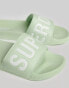 Superdry Vegan core pool sliders in tender greens/optic