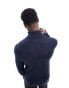 Фото #4 товара ASOS DESIGN knitted cotton roll neck jumper in navy