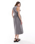 ASOS DESIGN scoop neck smock midi dress in washed grey Verwaschenes Anthrazit, 42 - фото #2