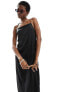 Фото #3 товара Monki mini slip dress with square neck and strappy back in black